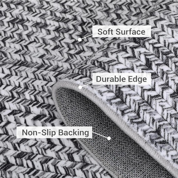 Gray and White Patterned Runner Rug - Picture 3 of 7